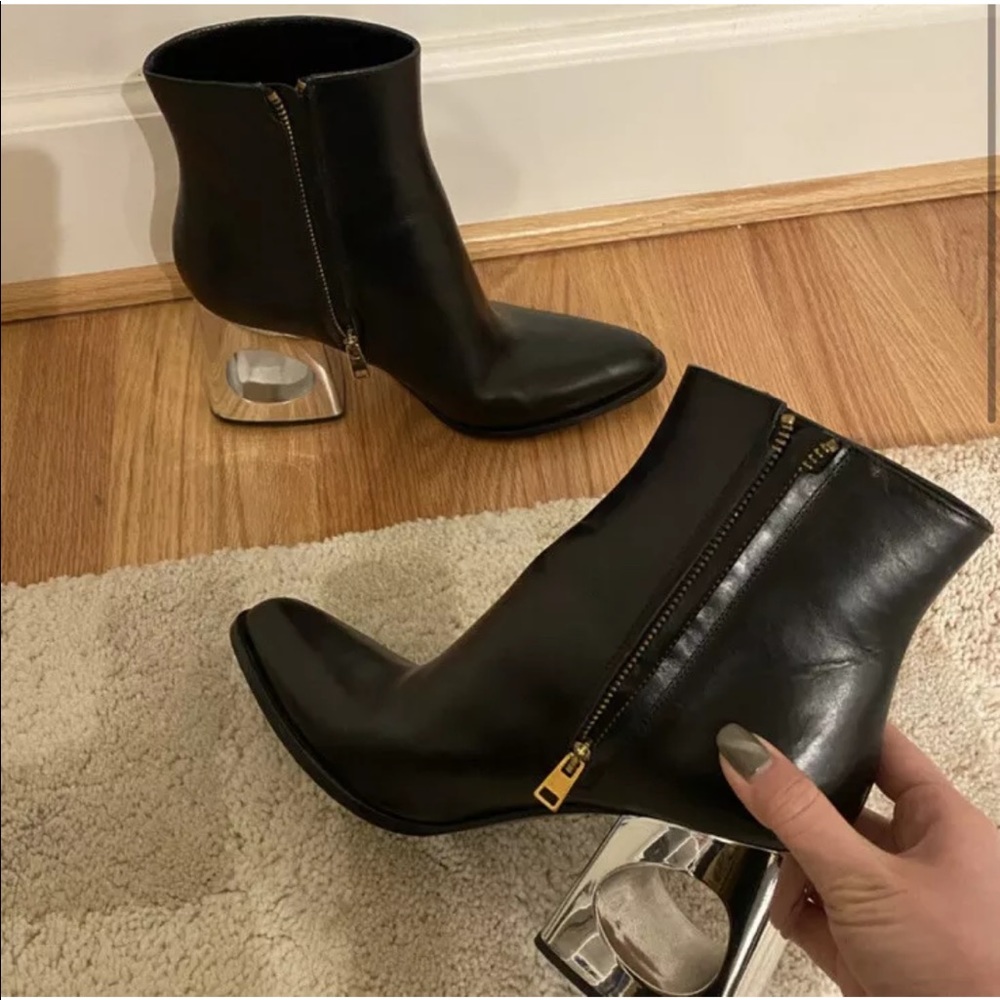 Marni Cut Out Block Heel Leather Black Booties size 9.5 - Picture 4 of 9
